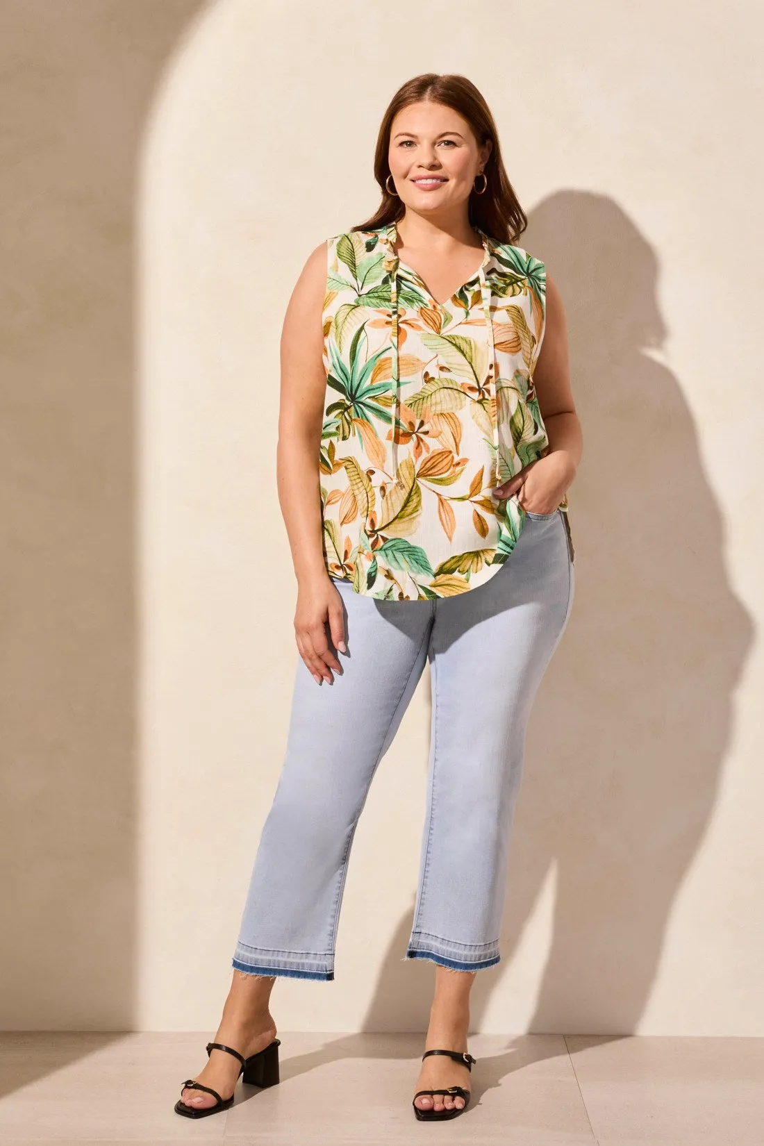 Sleeveless Frill Neck Linen Blouse-Aloeleaf sold by Tribal product image thumbnail 3