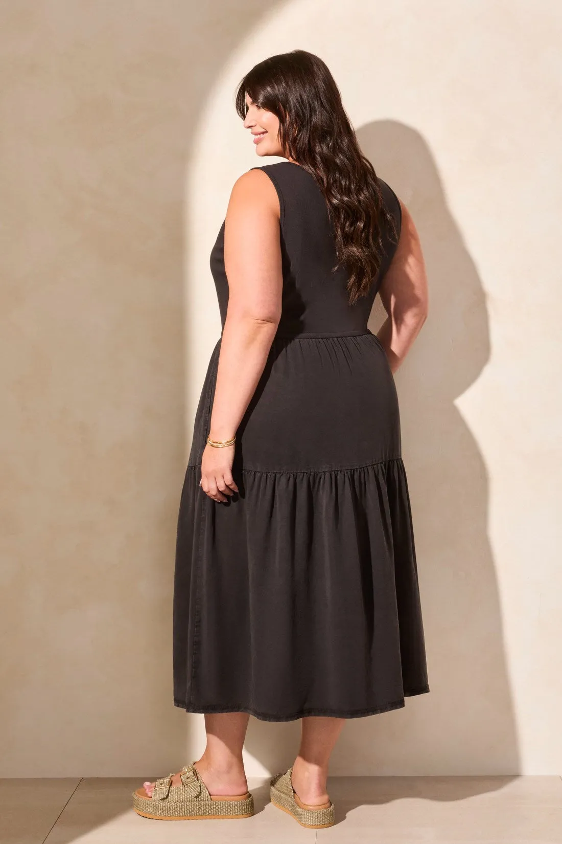 Mixmedia Sleeveless Boat Neck Maxi Dress-Black sold by Tribal product image thumbnail 2