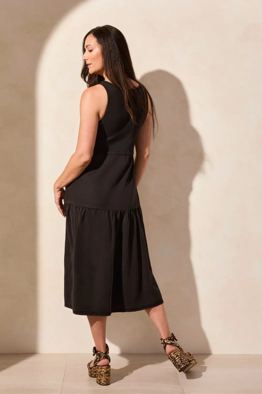 Mixmedia Sleeveless Boat Neck Maxi Dress-Black sold by Tribal product image thumbnail 4