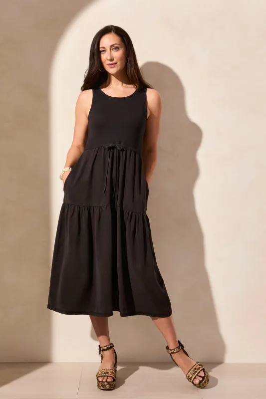 Mixmedia Sleeveless Boat Neck Maxi Dress-Black sold by Tribal