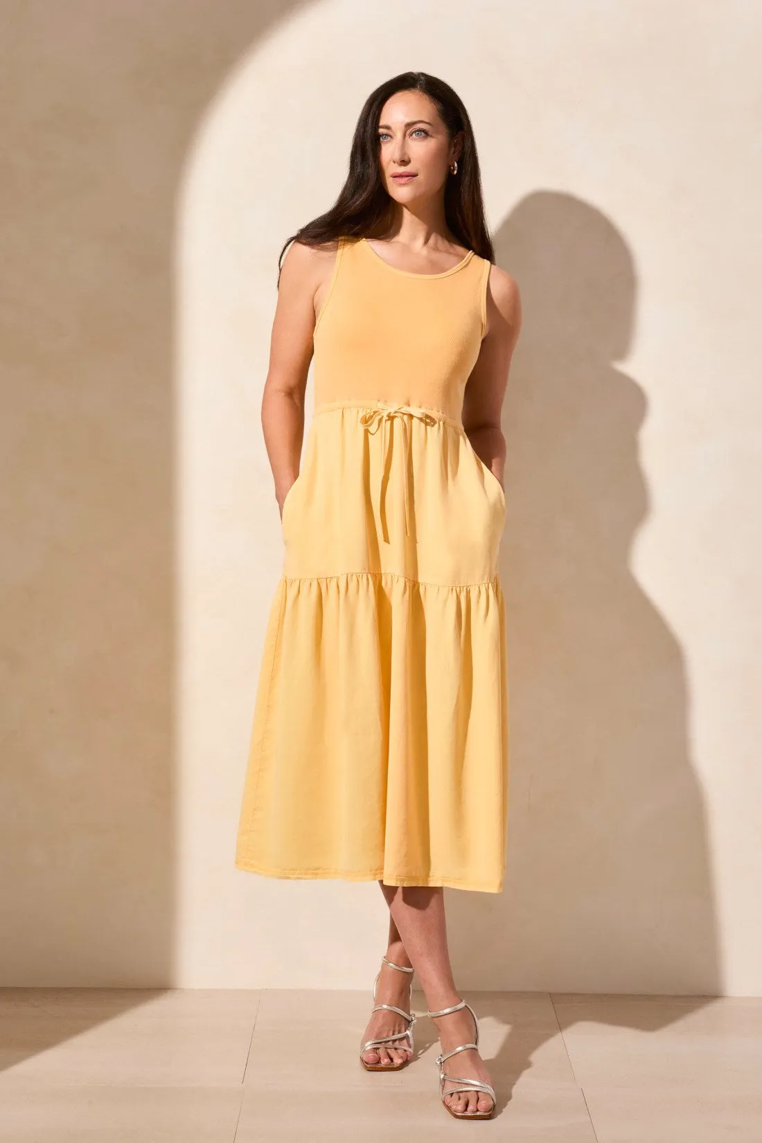 Mixmedia Sleeveless Boat Neck Maxi Dress-Sun Ray sold by Tribal