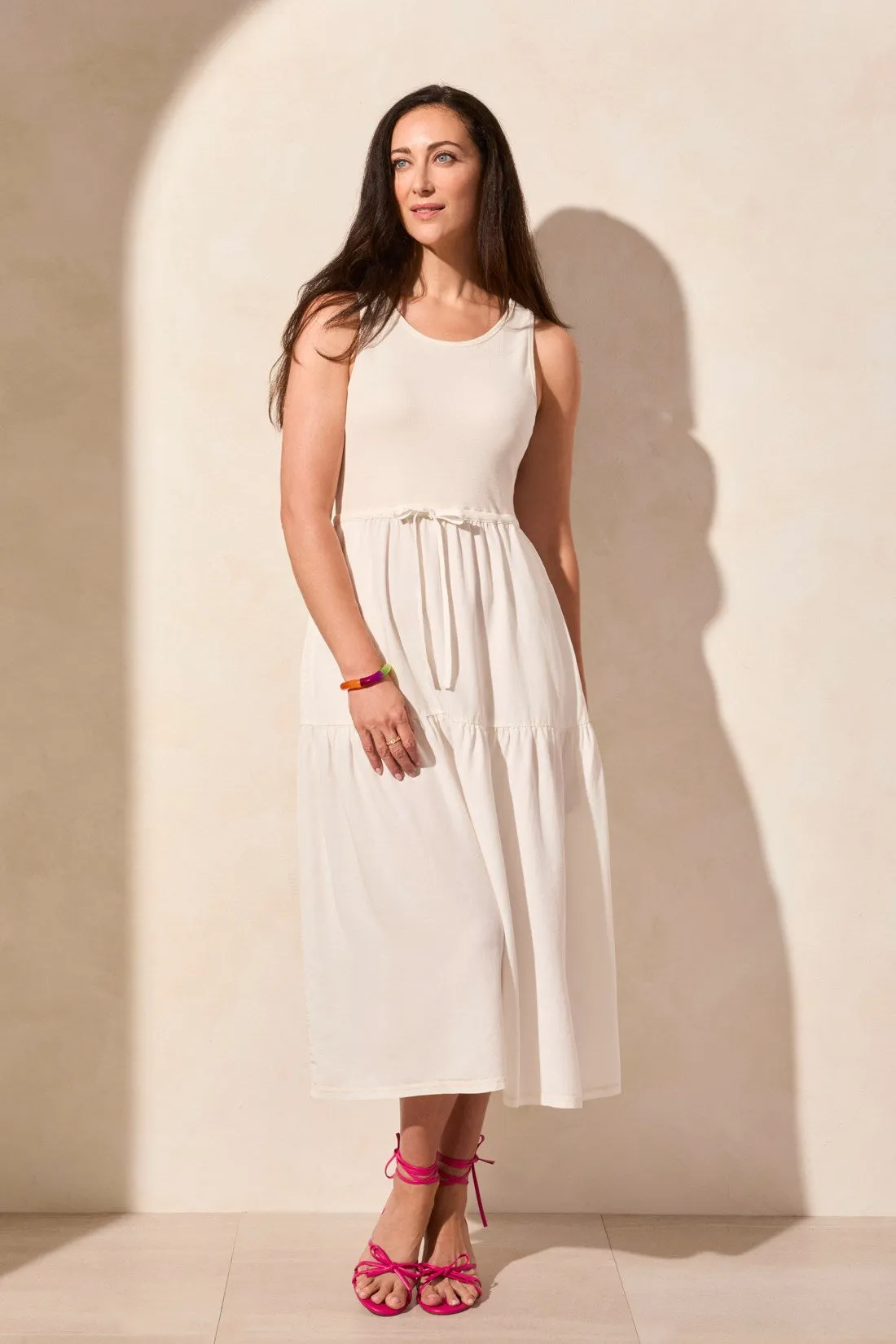 Mixmedia Sleeveless Boat Neck Maxi Dress-Cocomilk sold by Tribal