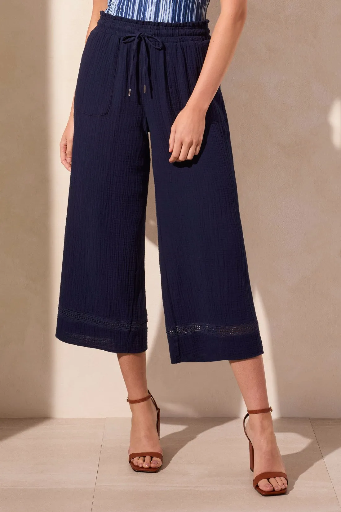 Pull-On Wide Leg Cover-Up Capri-Jet Blue sold by Tribal product image thumbnail 2