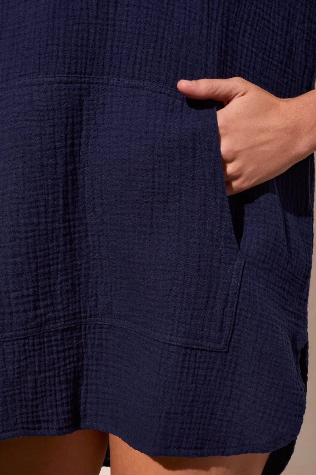 Cotton Gauze Three-Quarter Sleeve Cover-Up Tunic-Jet Blue sold by Tribal product image thumbnail 3