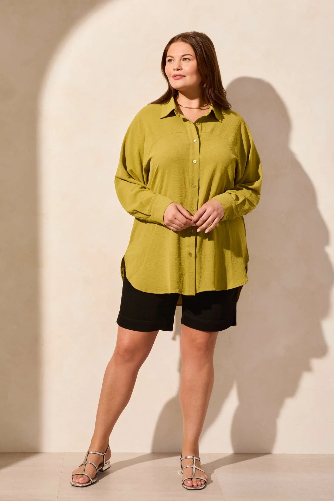 Stretch Woven Flowy Raglan Sleeve Shirt-Aloeleaf sold by Tribal product image thumbnail 2