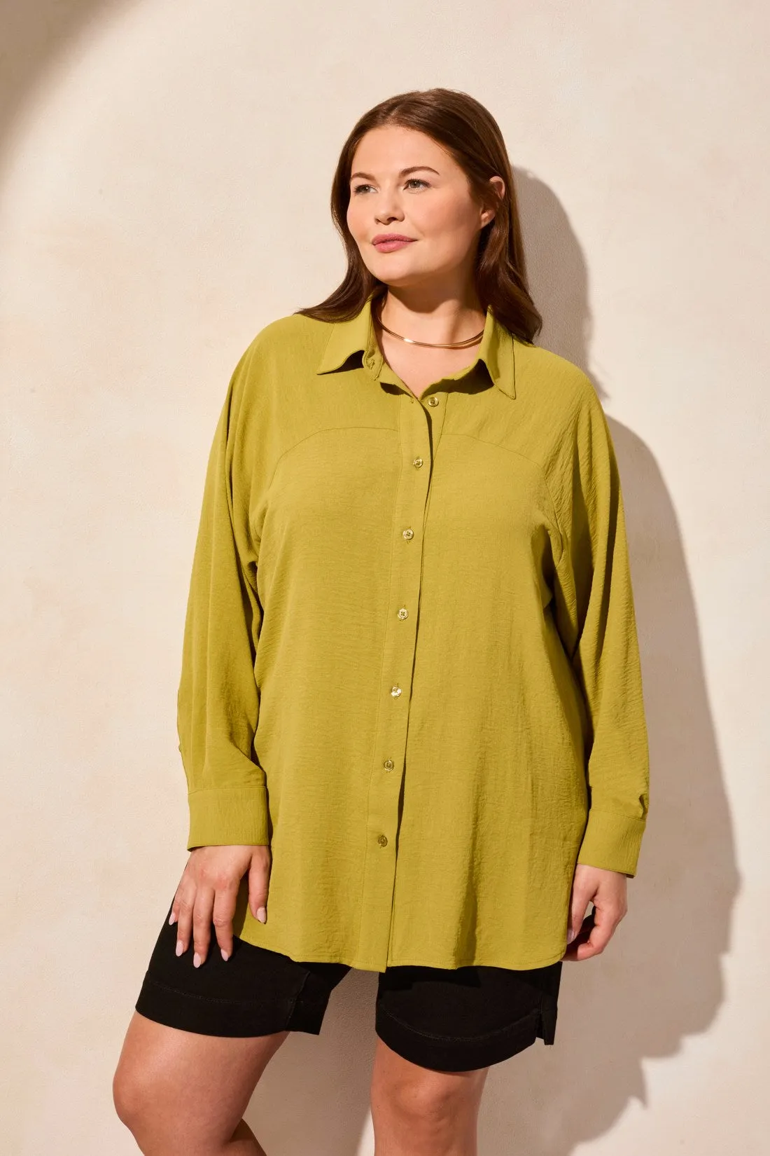 Stretch Woven Flowy Raglan Sleeve Shirt-Aloeleaf sold by Tribal product image thumbnail 3