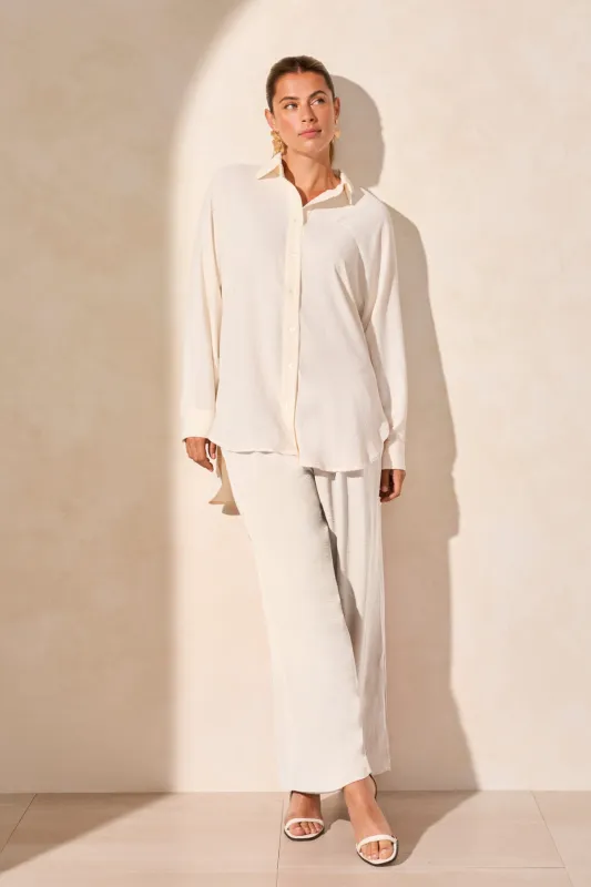 Stretch Woven Flowy Raglan Sleeve Shirt-Cocomilk sold by Tribal