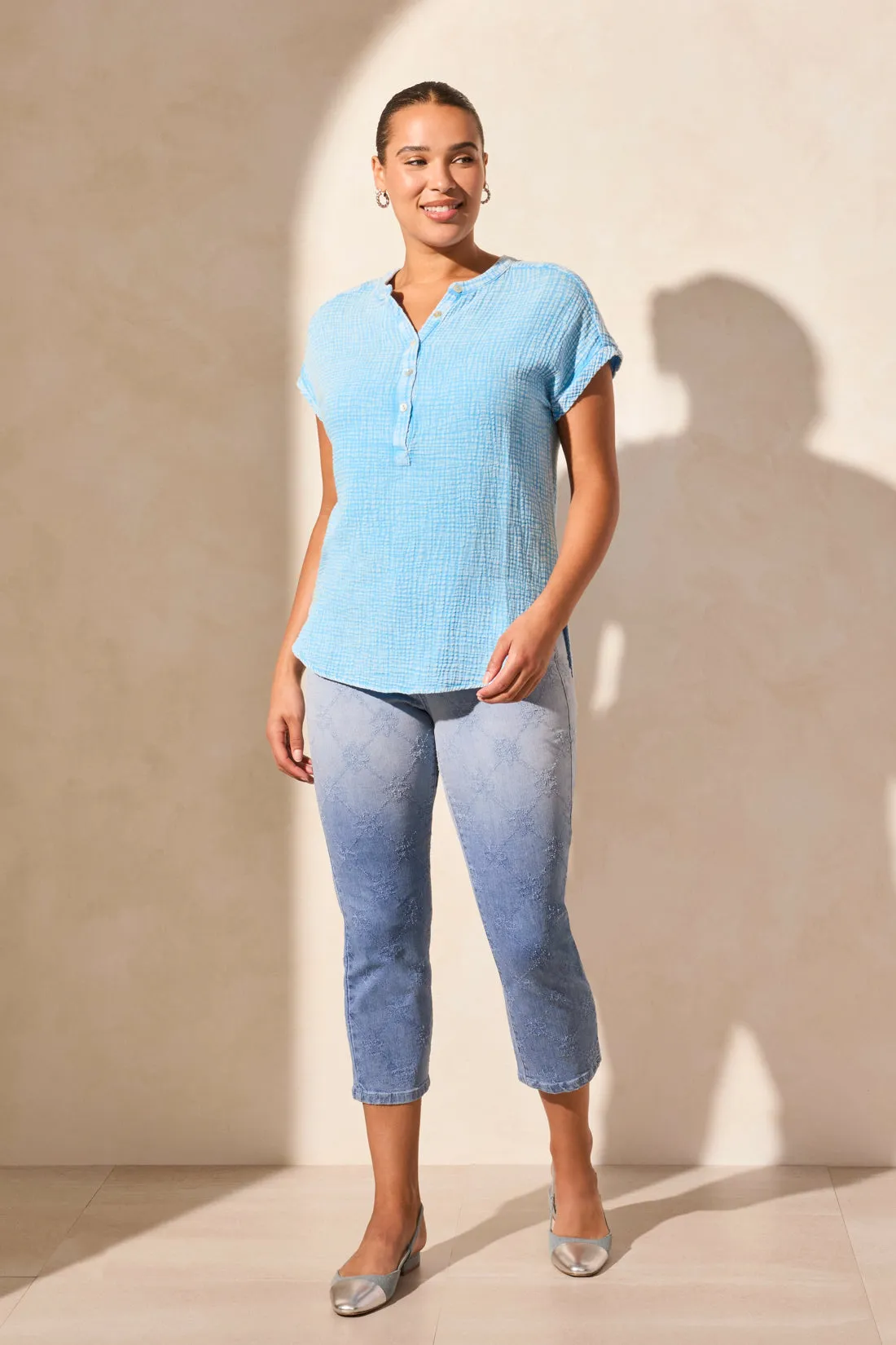 Vintage Wash Cotton Gauze Cap Sleeve Top-Sailboat sold by Tribal product image thumbnail 2