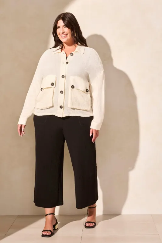 Cotton Gauze Button-Up Jacket-Cocomilk sold by Tribal