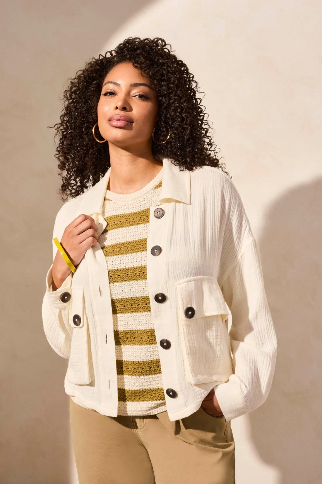 Cotton Gauze Button-Up Jacket-Cocomilk sold by Tribal product image thumbnail 3