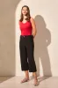 Flowy High Rise Twill Capri Pant-Black sold by Tribal