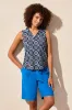 Textured Print Sleeveless Polo Top With Shirtail-Riviera sold by Tribal