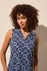 Textured Print Sleeveless Polo Top With Shirtail-Riviera sold by Tribal