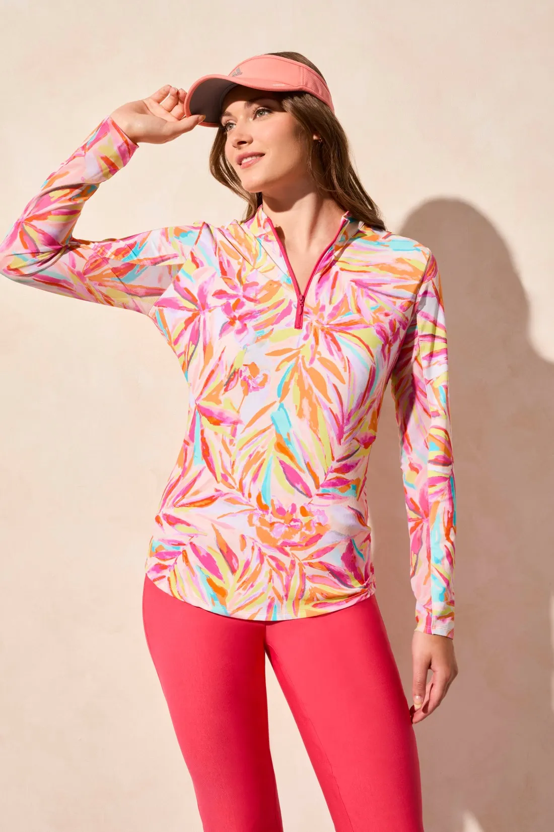 UPF 50+ Performance Stretch Long Sleeve Quarter-zip Top-Melon sold by Tribal product image thumbnail 3