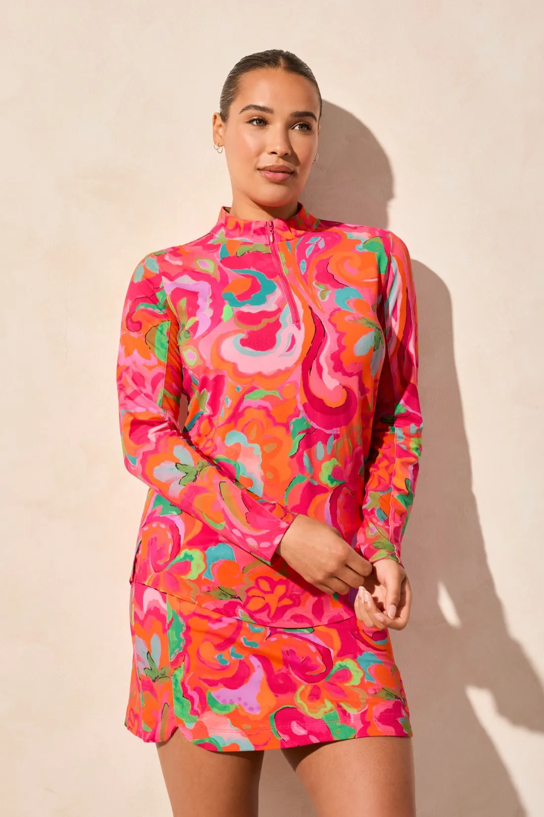 UPF 50+ Performance Stretch Long Sleeve Quarter-zip Top-Beetroot sold by Tribal product image thumbnail 2