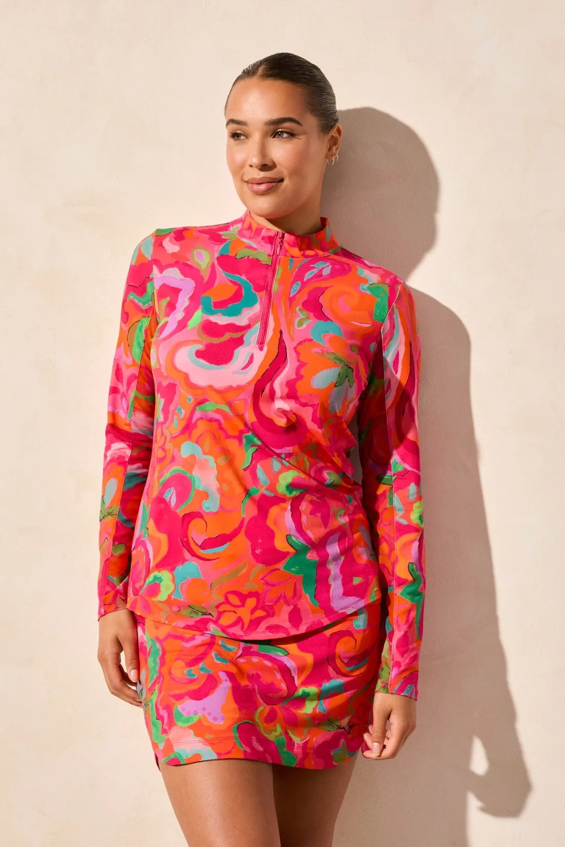 UPF 50+ Performance Stretch Long Sleeve Quarter-zip Top-Beetroot sold by Tribal product image thumbnail 3