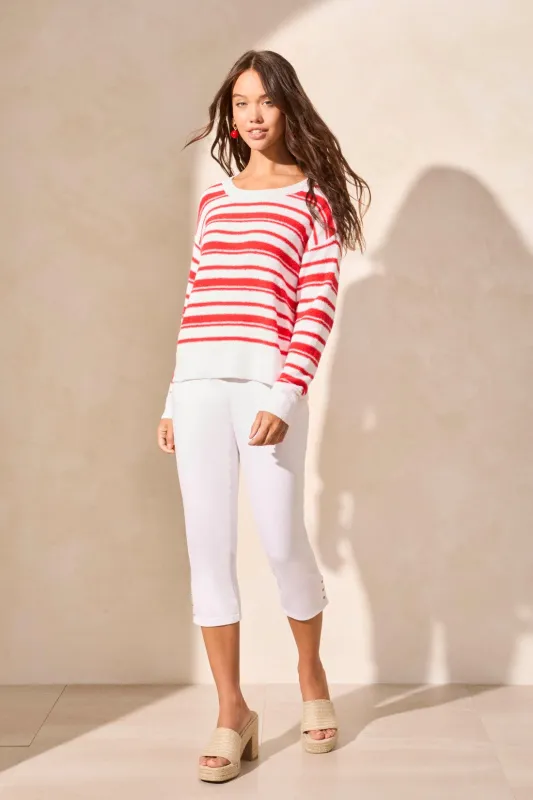 Drop-Shoulder Stripe Crew Neck Sweater-Bayberrystripe sold by Tribal