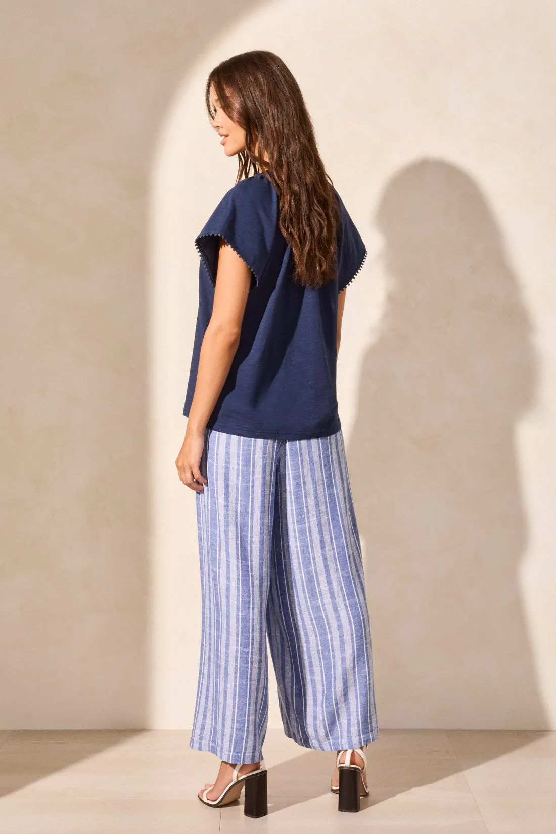 Cotton Slub Knit Short-Sleeve Notch Neck Top-Jet Blue sold by Tribal product image thumbnail 4