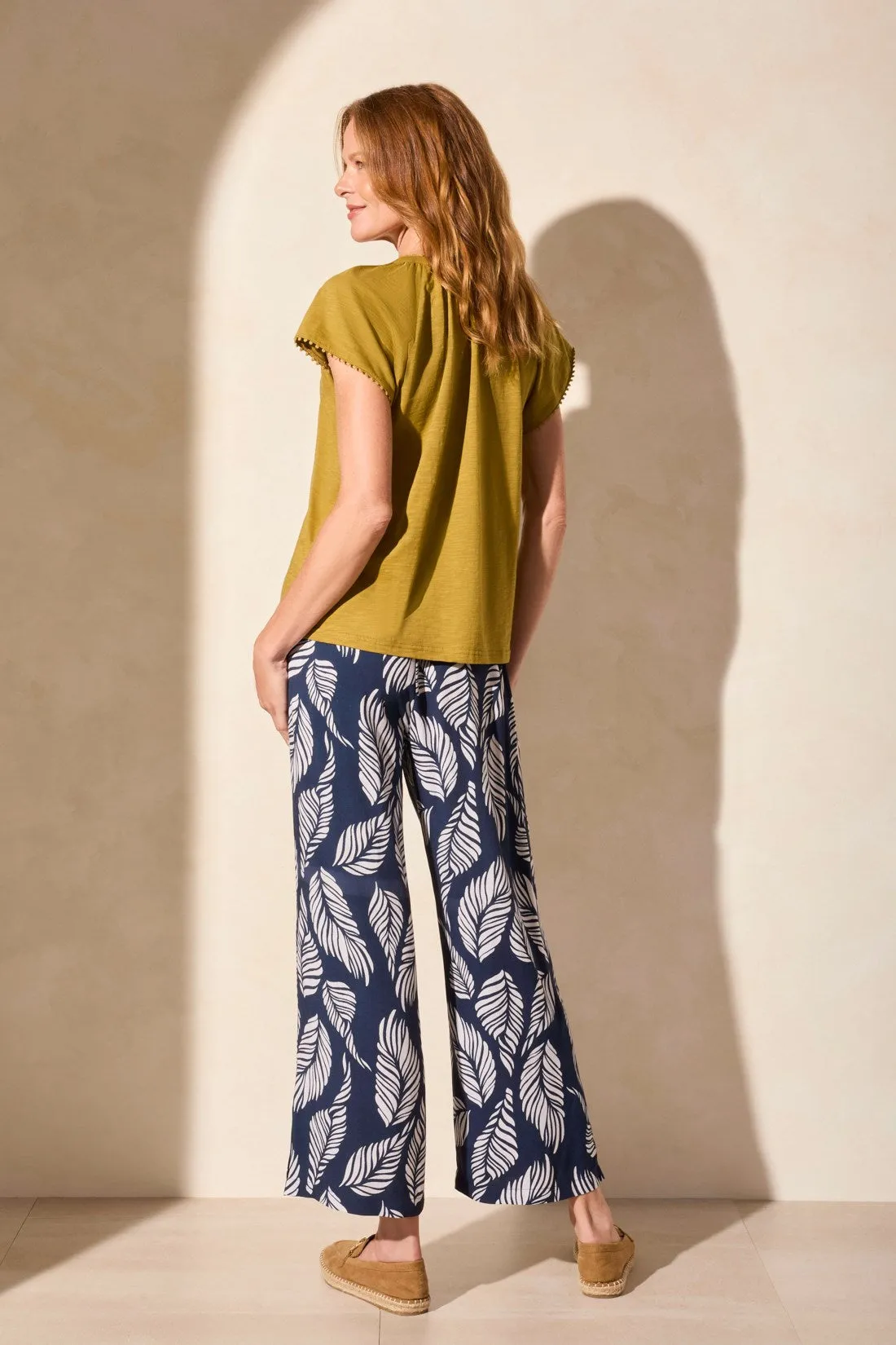 Cotton Slub Knit Short-Sleeve Notch Neck Top-Greenmoss sold by Tribal product image thumbnail 4