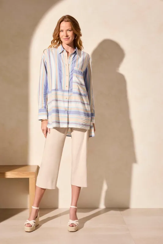 Long-Sleeve Button-Front Collared Blouse-Oasis sold by Tribal