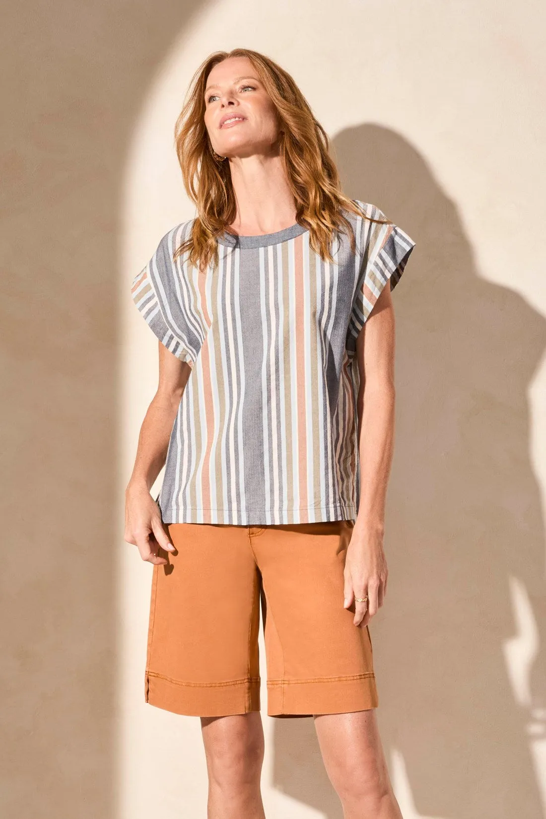 Drop-Shoulder Cap Sleeve Blouse-Jet Blue sold by Tribal product image thumbnail 3