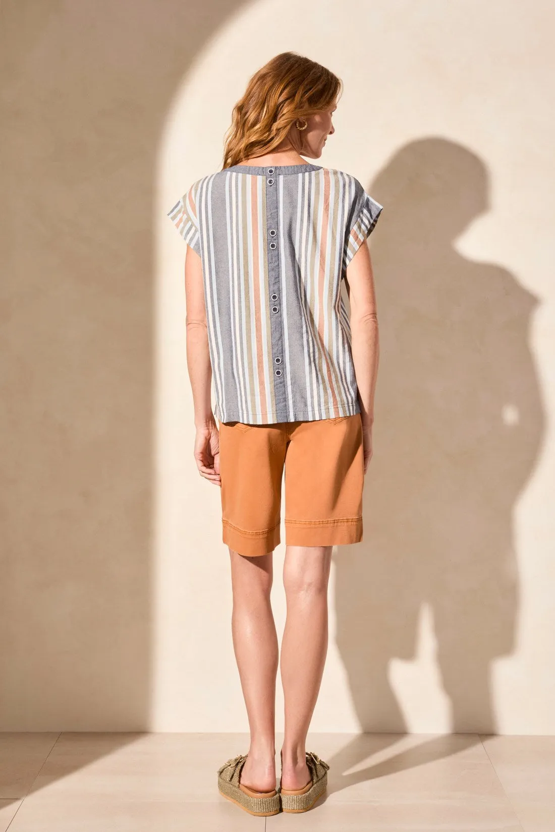 Drop-Shoulder Cap Sleeve Blouse-Jet Blue sold by Tribal product image thumbnail 4