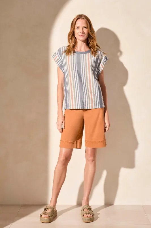 Drop-Shoulder Cap Sleeve Blouse-Jet Blue sold by Tribal