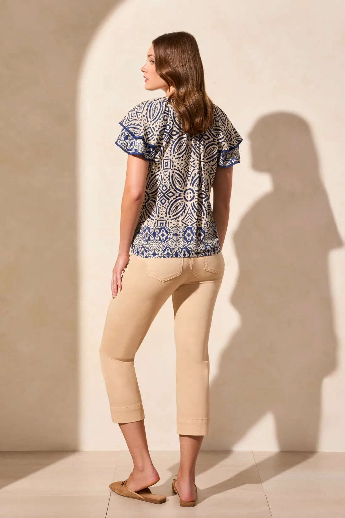 Flutter-Sleeve Crew Neck Blouse-Safari sold by Tribal product image thumbnail 4