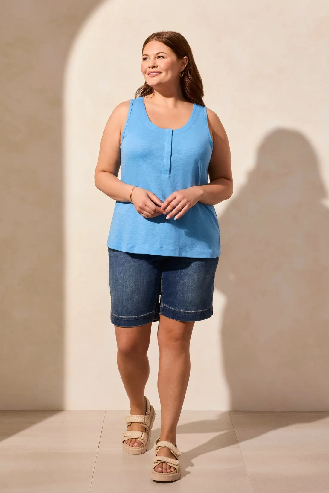 Sleeveless Scoop Neck Cotton Top-Deep Sea sold by Tribal product image thumbnail 2