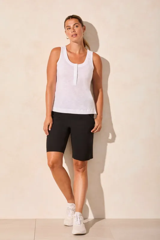Sleeveless Scoop Neck Cotton Top-White sold by Tribal