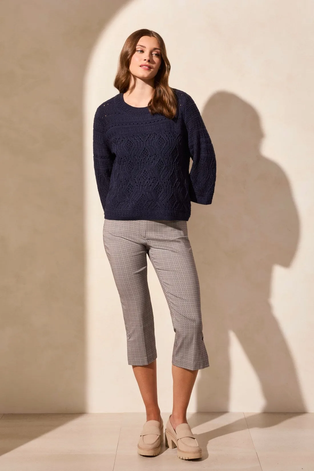 Bell-Sleeve Cable Knit Crew Neck Sweater-Jet Blue sold by Tribal product image thumbnail 3