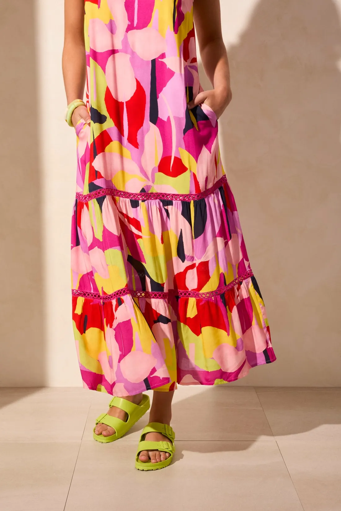 Printed Challis Sleeveless Scoop Neck Dress-Bloom sold by Tribal product image thumbnail 3