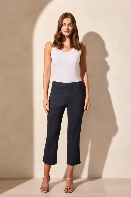 Diamond Jacquard Bengaline Pull-On Kick Flare Capri-Jet Blue sold by Tribal