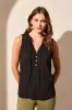Sleeveless Flowy V-Neck Textured Blouse-Black sold by Tribal