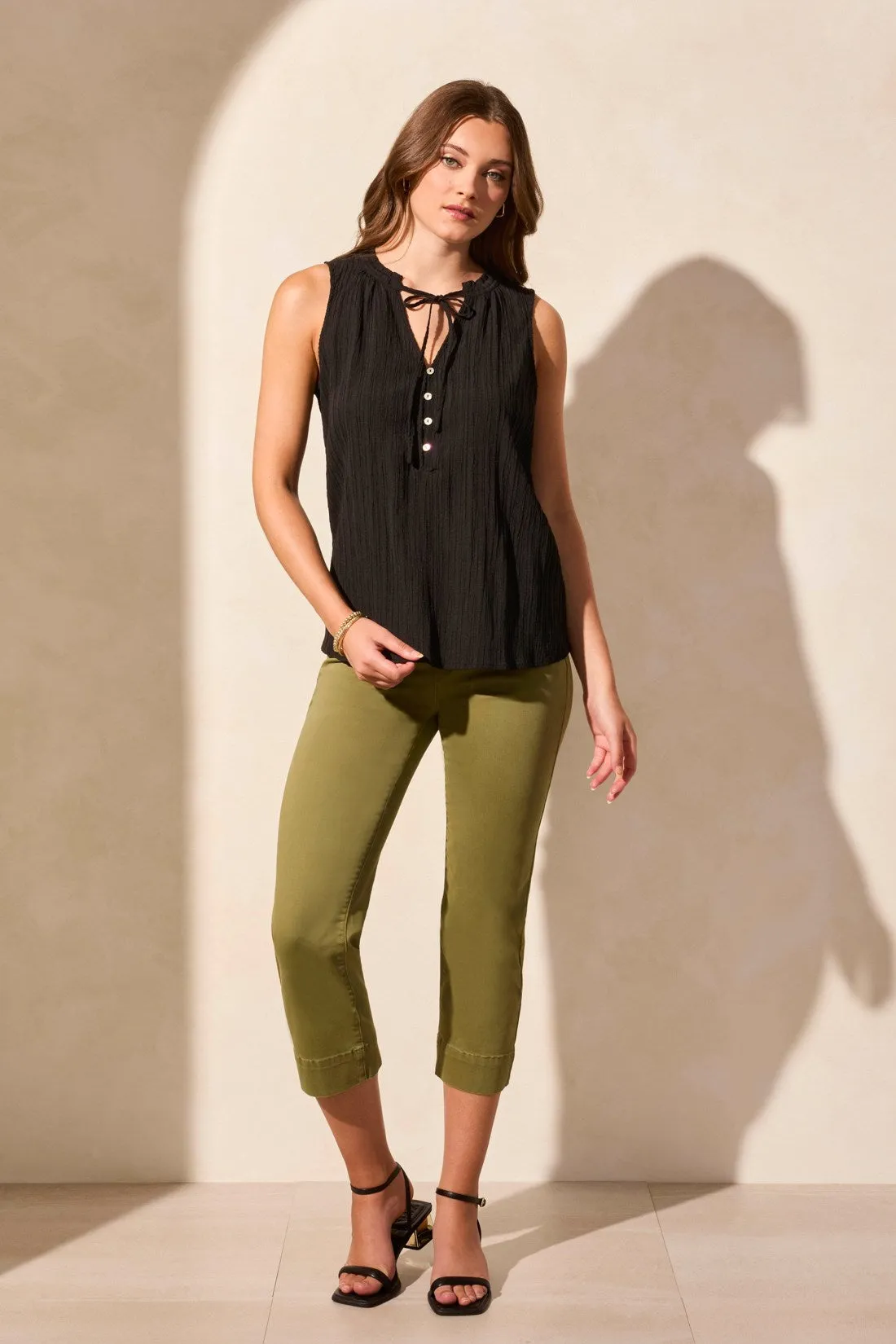 Sleeveless Flowy V-Neck Textured Blouse-Black sold by Tribal product image thumbnail 2