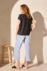 Cap-Sleeve V-Neck Puckered Knit Top-Black sold by Tribal