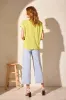 Cap-Sleeve V-Neck Puckered Knit Top-Avocado sold by Tribal