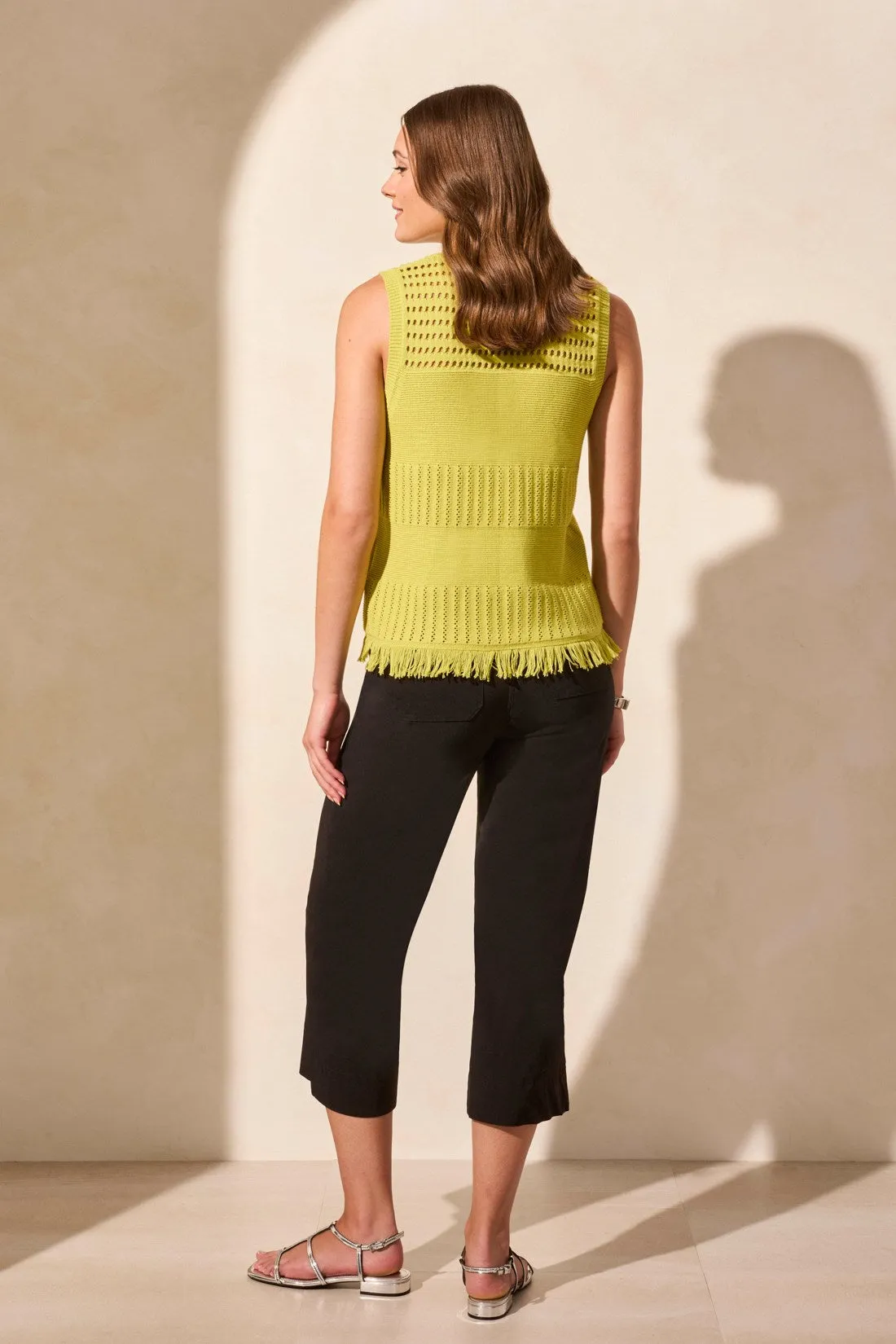Sleeveless Fringe-Hem Crew Neck Sweater-Avocado sold by Tribal product image thumbnail 4