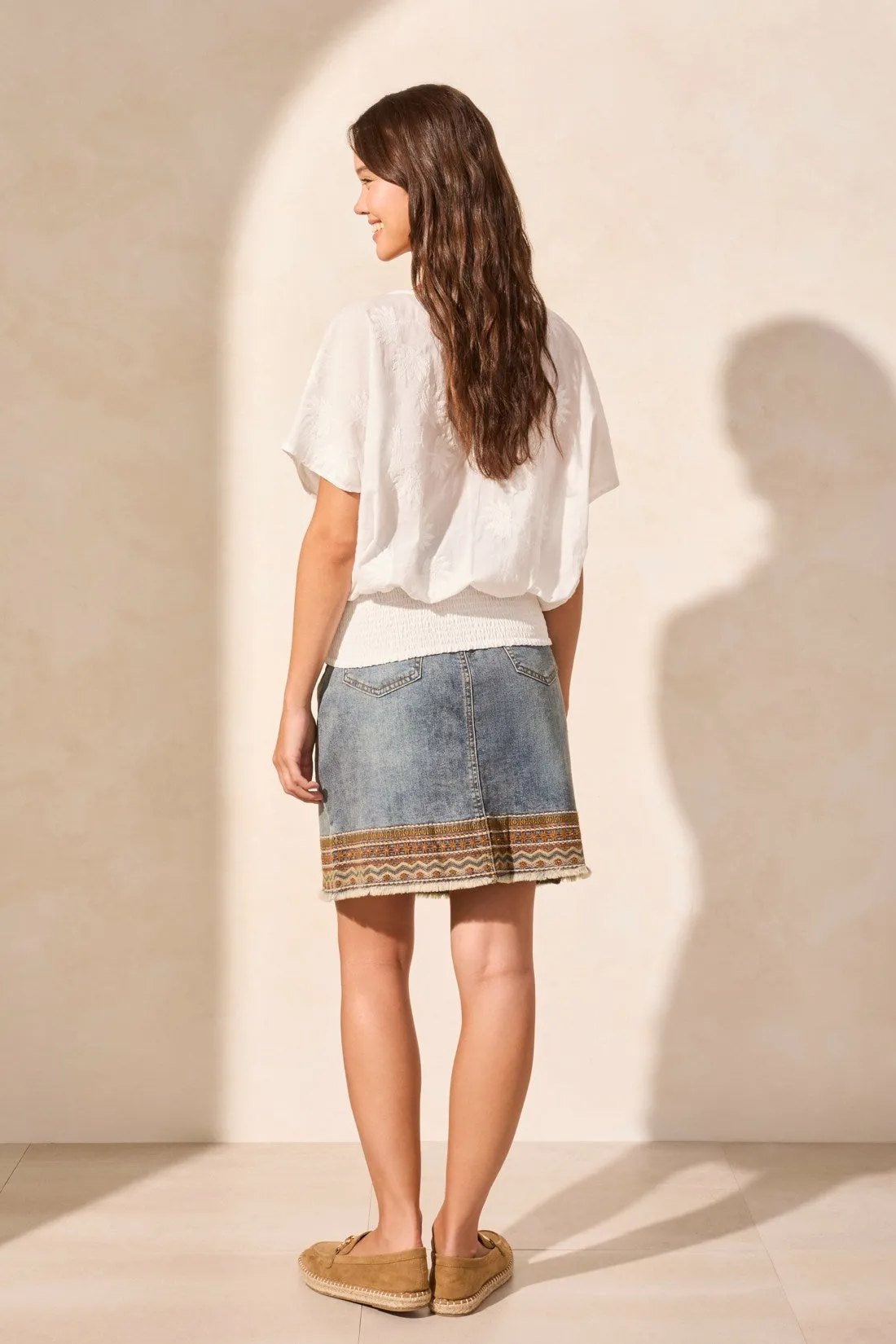 Popover Button-Front V-Neck Blouse-White sold by Tribal product image thumbnail 4