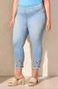 Audrey Pull-On Slim Ankle Jeans With Embroidery-Vividblue sold by Tribal