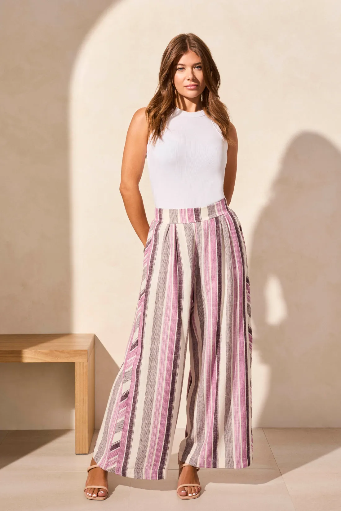 Flowy Wide Leg Pull-On Pants With Pockets-Orchidsky sold by Tribal