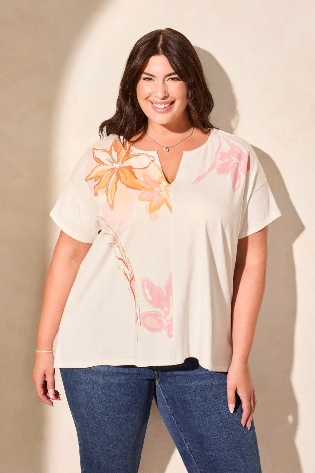 Boat Neck Drop-Shoulder Soft Knit Top-Ecru sold by Tribal product image thumbnail 3