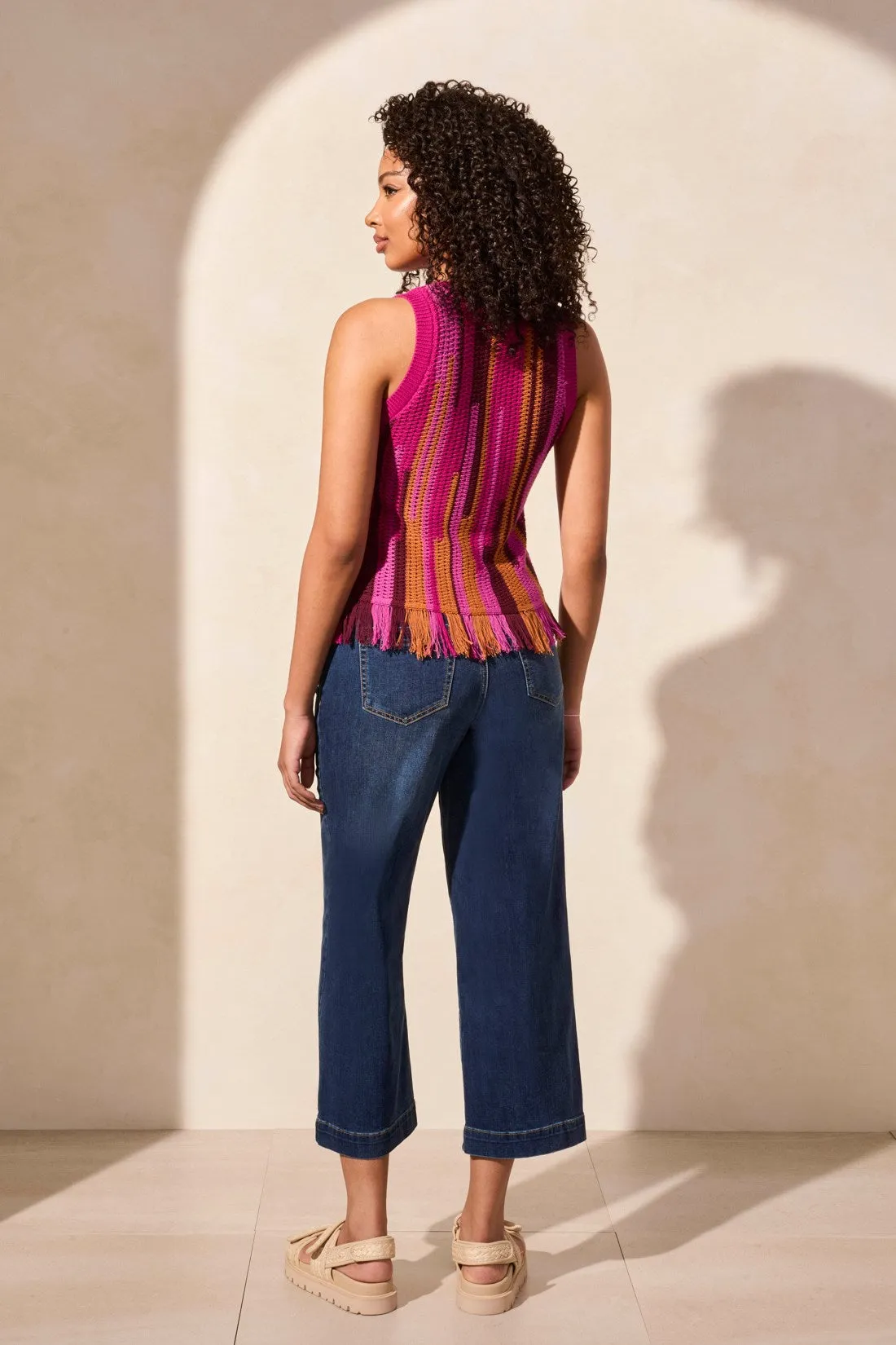 Fringe Crew Neck Cotton Sweater Cami-Orchidskymulti sold by Tribal product image thumbnail 4