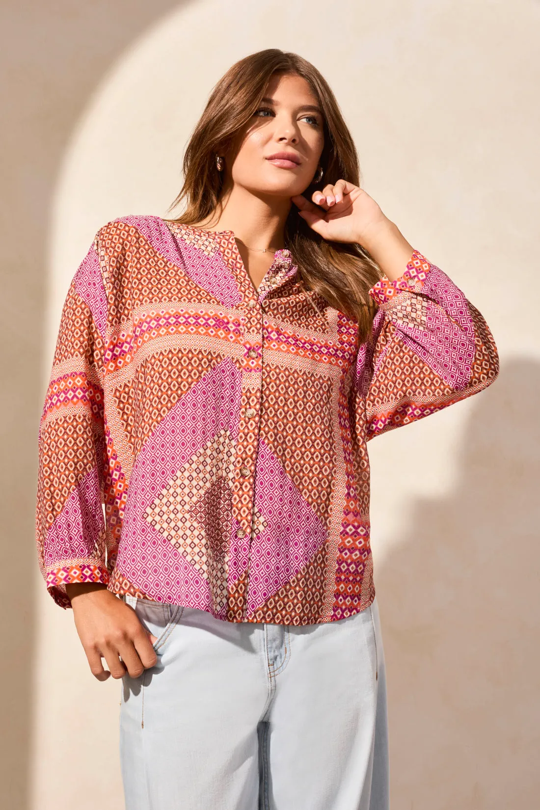 Flowy Dolman Sleeve Blouse-Passionfruit sold by Tribal product image thumbnail 2