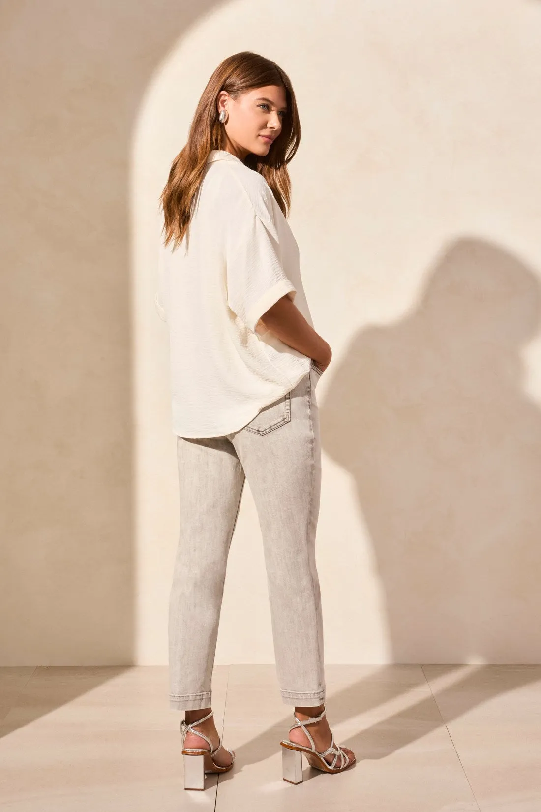 Lapel Collar V-Neck Short Sleeve Shirt-Cocomilk sold by Tribal product image thumbnail 4