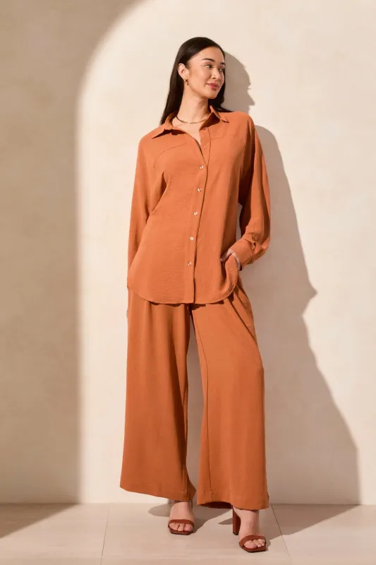 Stretch Woven Flowy Raglan Sleeve Shirt-Desertsand sold by Tribal