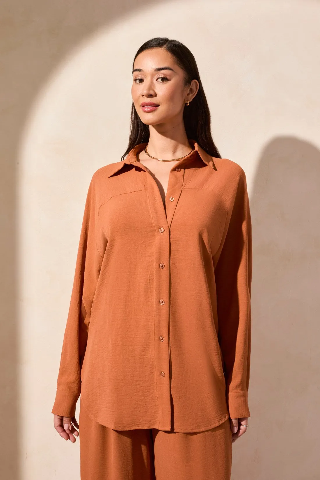 Stretch Woven Flowy Raglan Sleeve Shirt-Desertsand sold by Tribal product image thumbnail 2