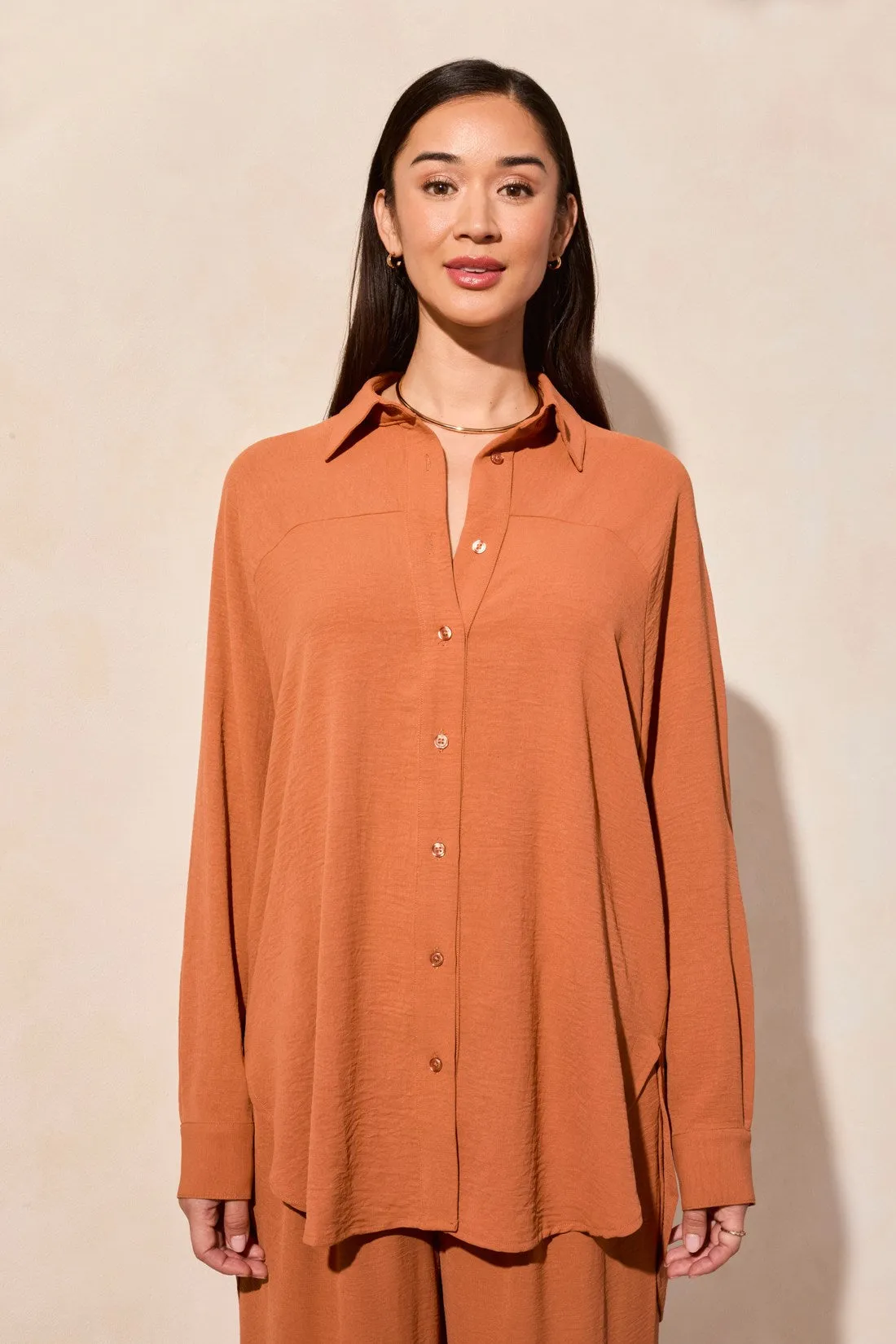 Stretch Woven Flowy Raglan Sleeve Shirt-Desertsand sold by Tribal product image thumbnail 3