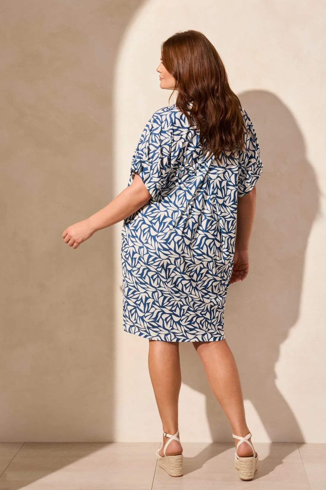 Ruffle-Sleeve Notch Neck Shift Dress-Blueleaf sold by Tribal product image thumbnail 5