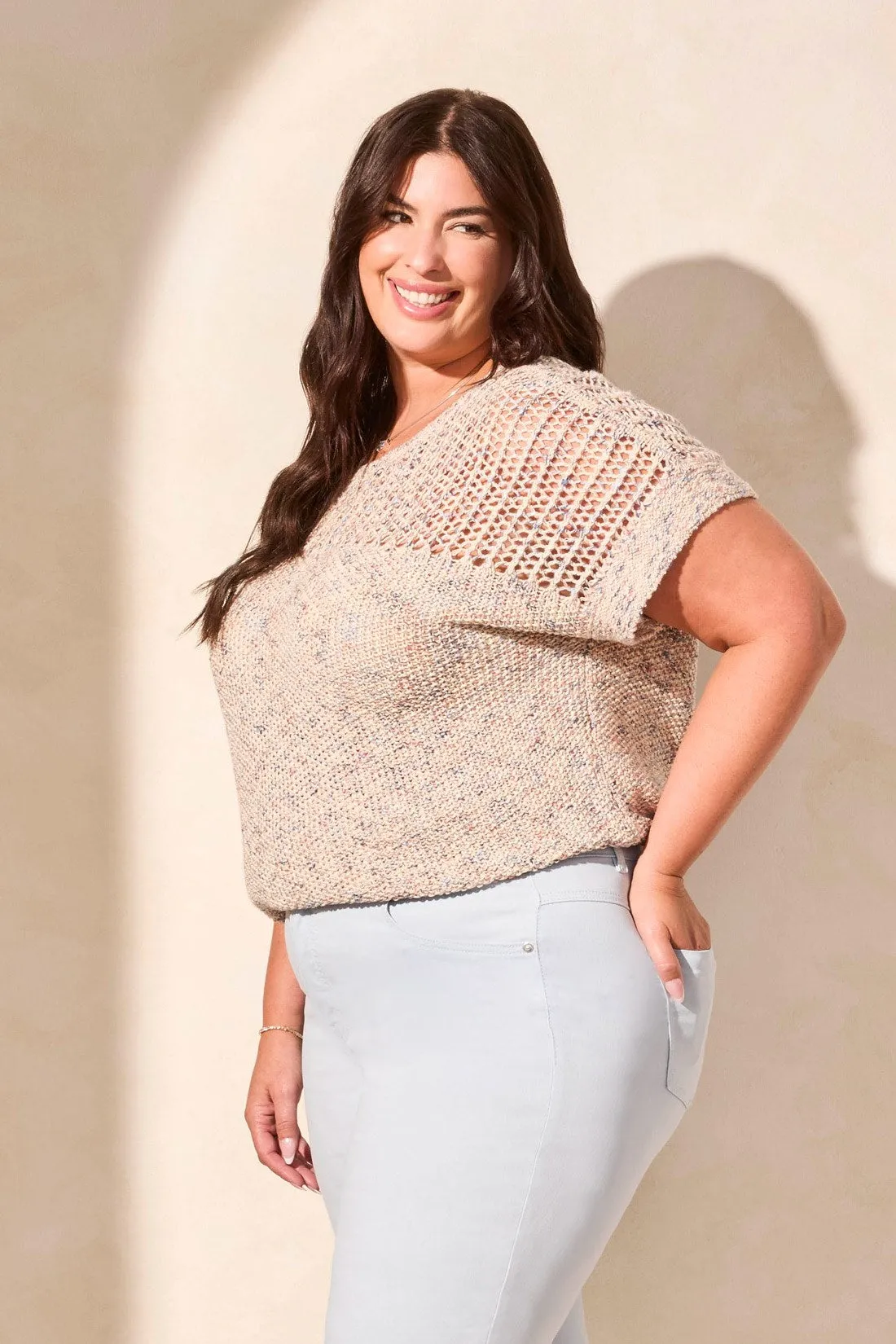 Mid Rise Curvy Embroidered Capri Jeans-Dk Water sold by Tribal product image thumbnail 3